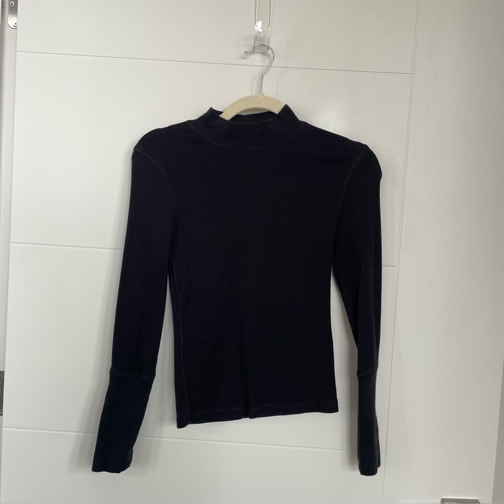 ‼️FREE PEOPLE‼️ Black Ribbed Mock Neck Top, Small